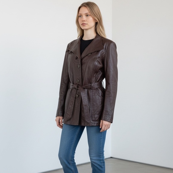 Butter Soft Brown Leather Vintage Danier Jacket Size Large - Picture 2 of 4